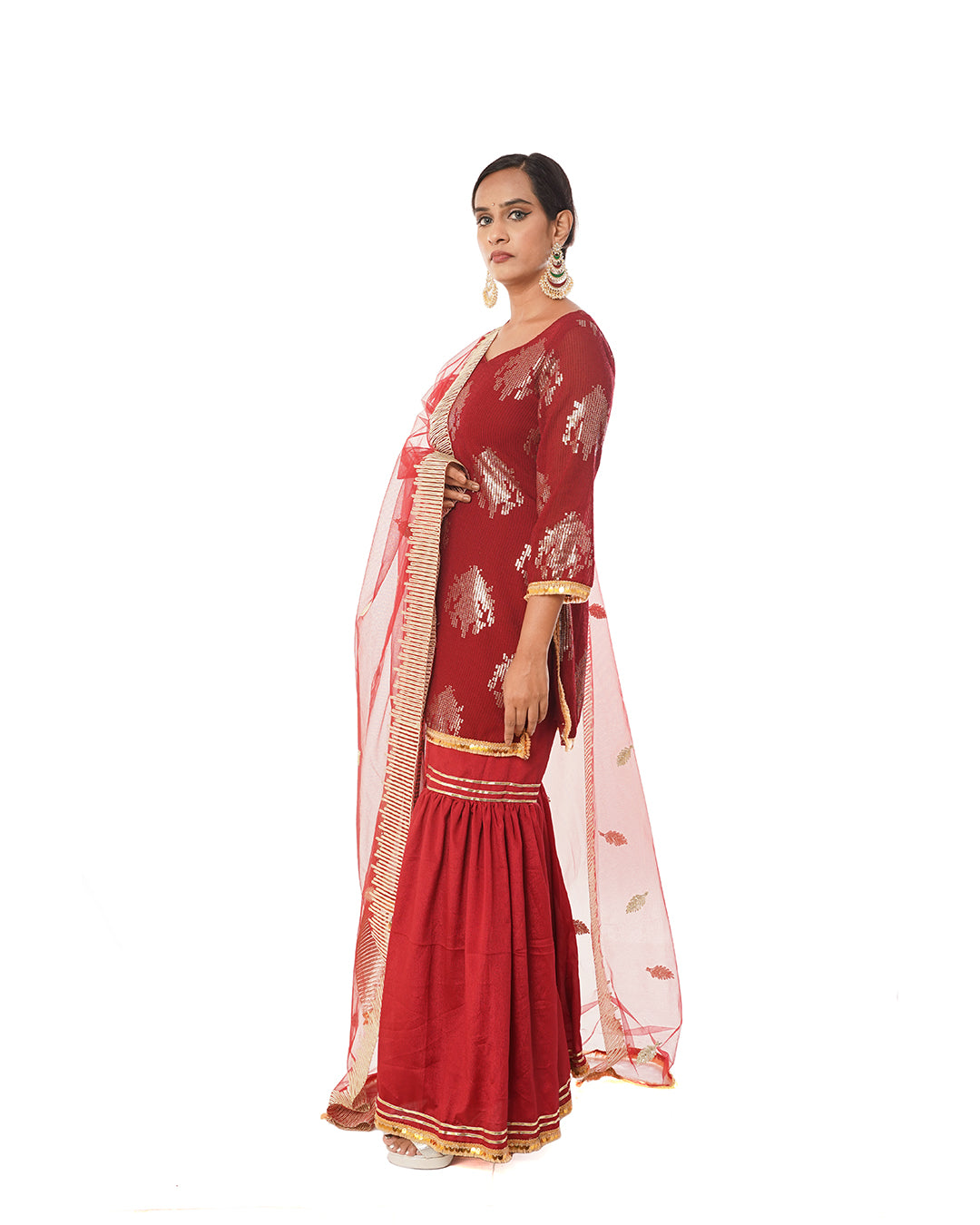 Mulberry gold sequin sharara suit