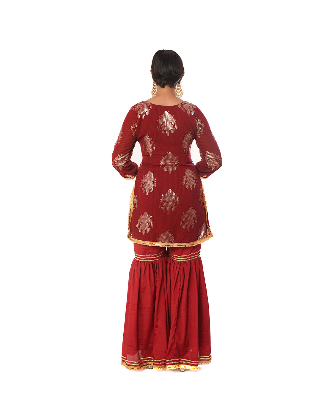 Mulberry gold sequin sharara suit