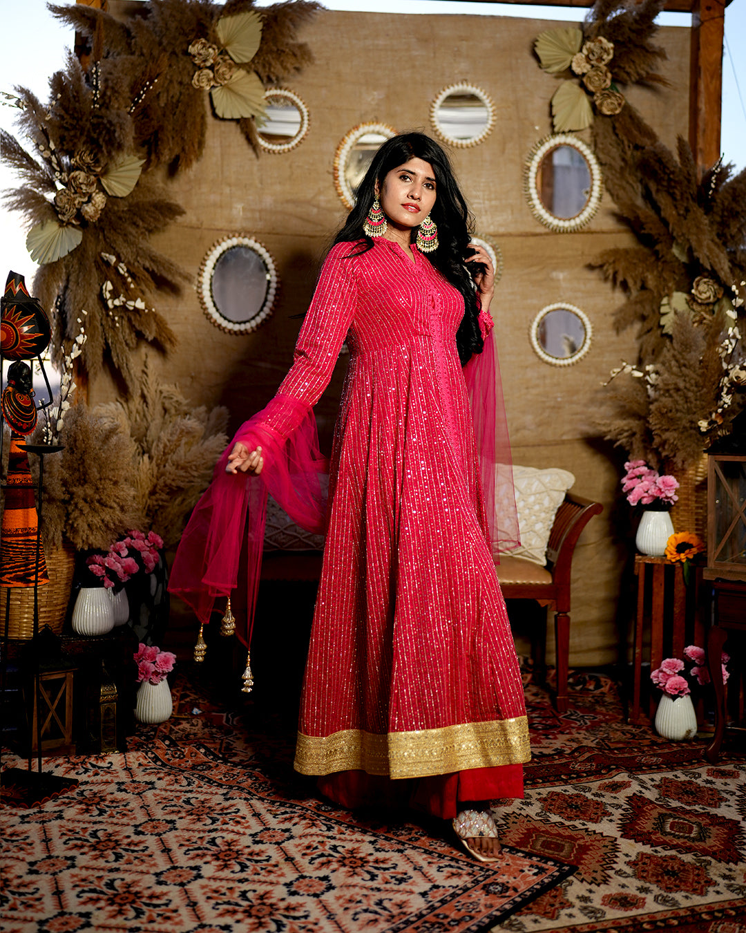 Fuchsia Pink  sharara suit set