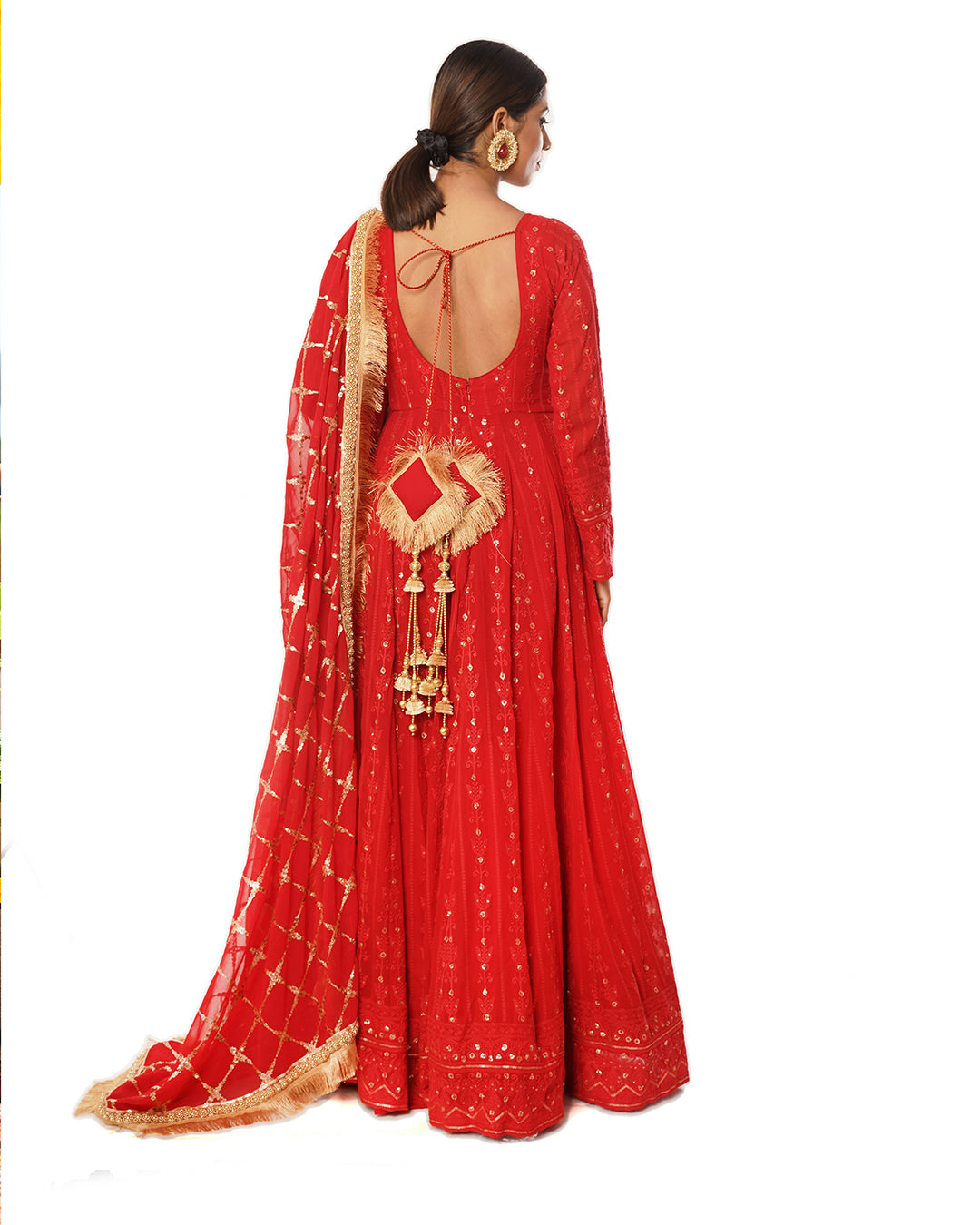 Deep Rose Red Viscose Georgette  Anarkali