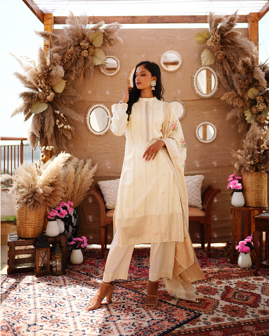 Metal white pure cotton silk weaving  salwar kameez set