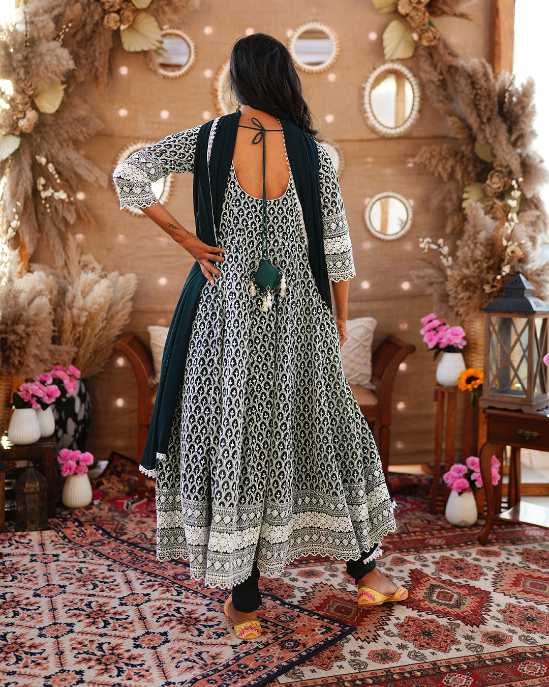 Bottle Green  Pure Georgette Anarkali